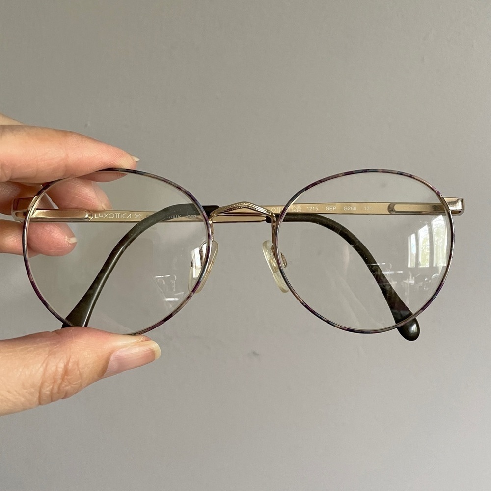 Vintage Luxottica Purple Gold Round Glasses Frames - 51-20-135